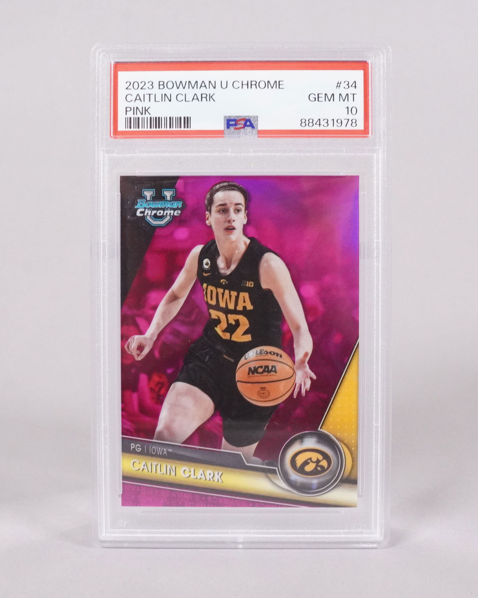 2023 Bowman Caitlin Clark PSA 10: 2023 Bowman Caitlin Clark pink chrome basketball card PSA 10.