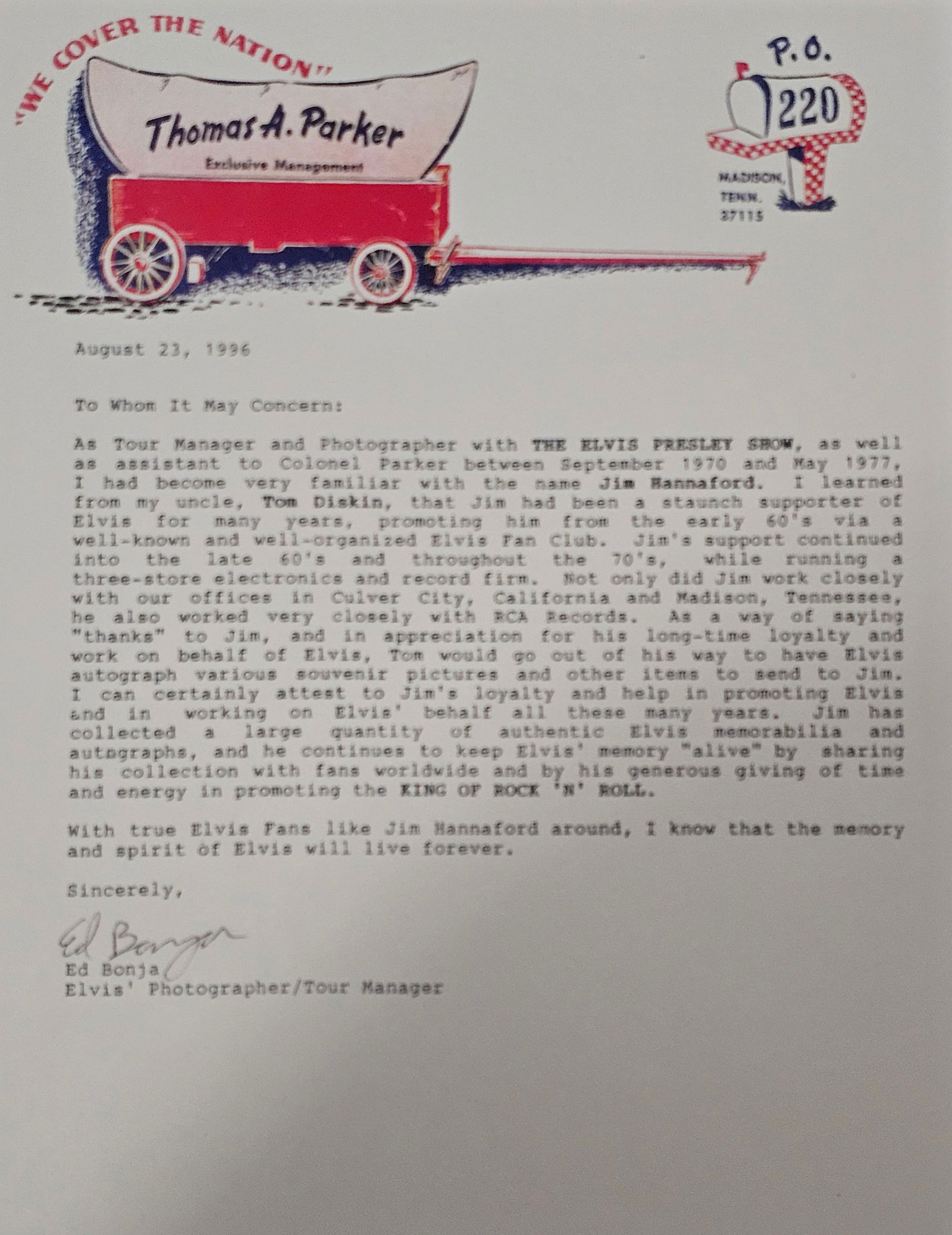 Authentic Elvis Presley signed vinyl cert - 5