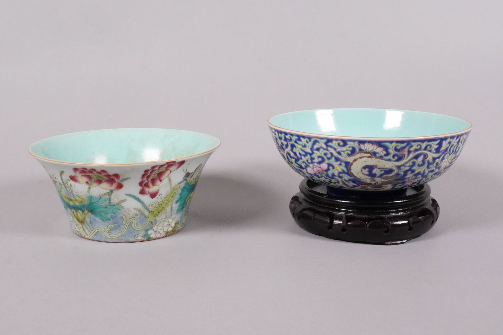 2 Chinese fine bowls: 2 Chinese fine bowls. Largest H: 2.4" x W: 6.8."