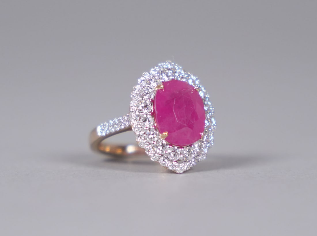 Platinum Burmese ruby diamond ring size 6.75: Platinum Burmese ruby diamond ring, ring size US 6.75. Comes with GIA report. Total natural Burmese ruby carat 5.88. Total 1.32 carats diamond.