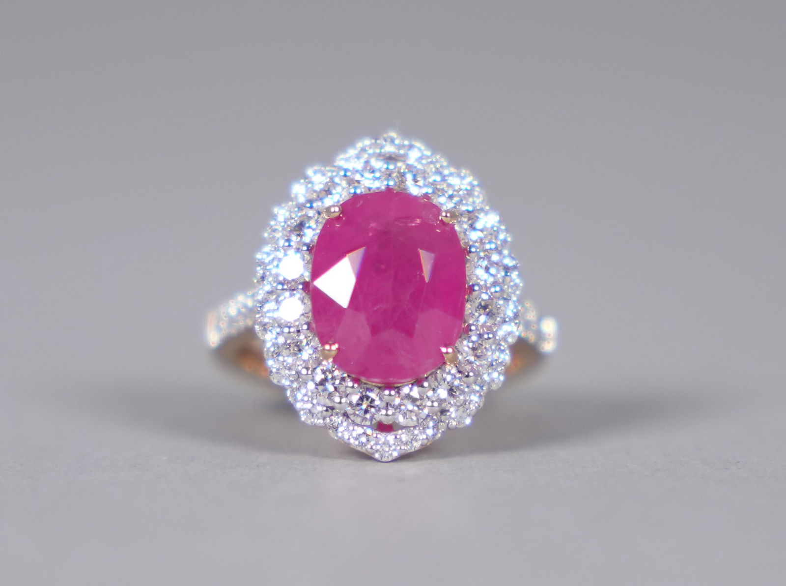 Platinum Burmese ruby diamond ring size 6.75 - 2