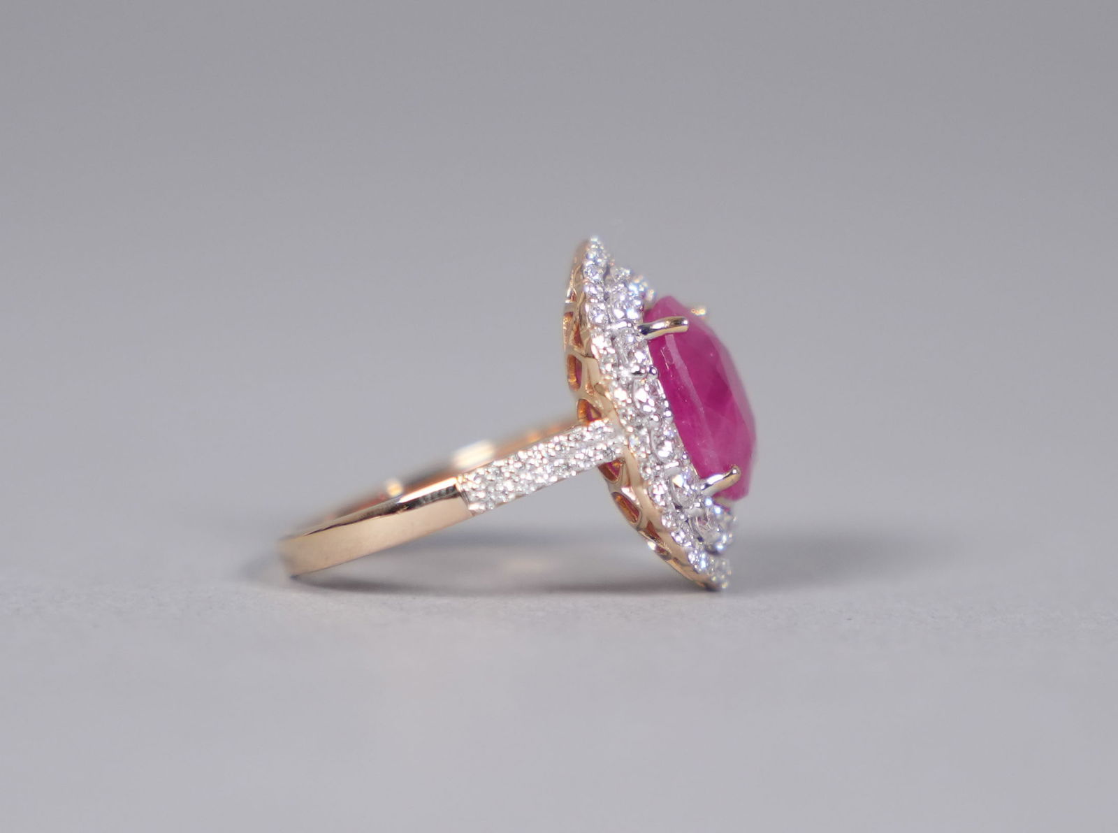 Platinum Burmese ruby diamond ring size 6.75 - 3