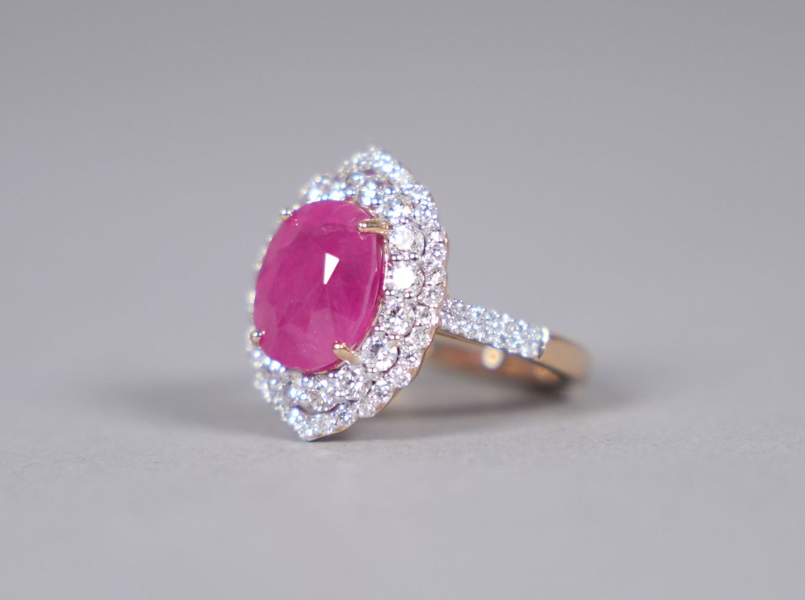 Platinum Burmese ruby diamond ring size 6.75 - 5