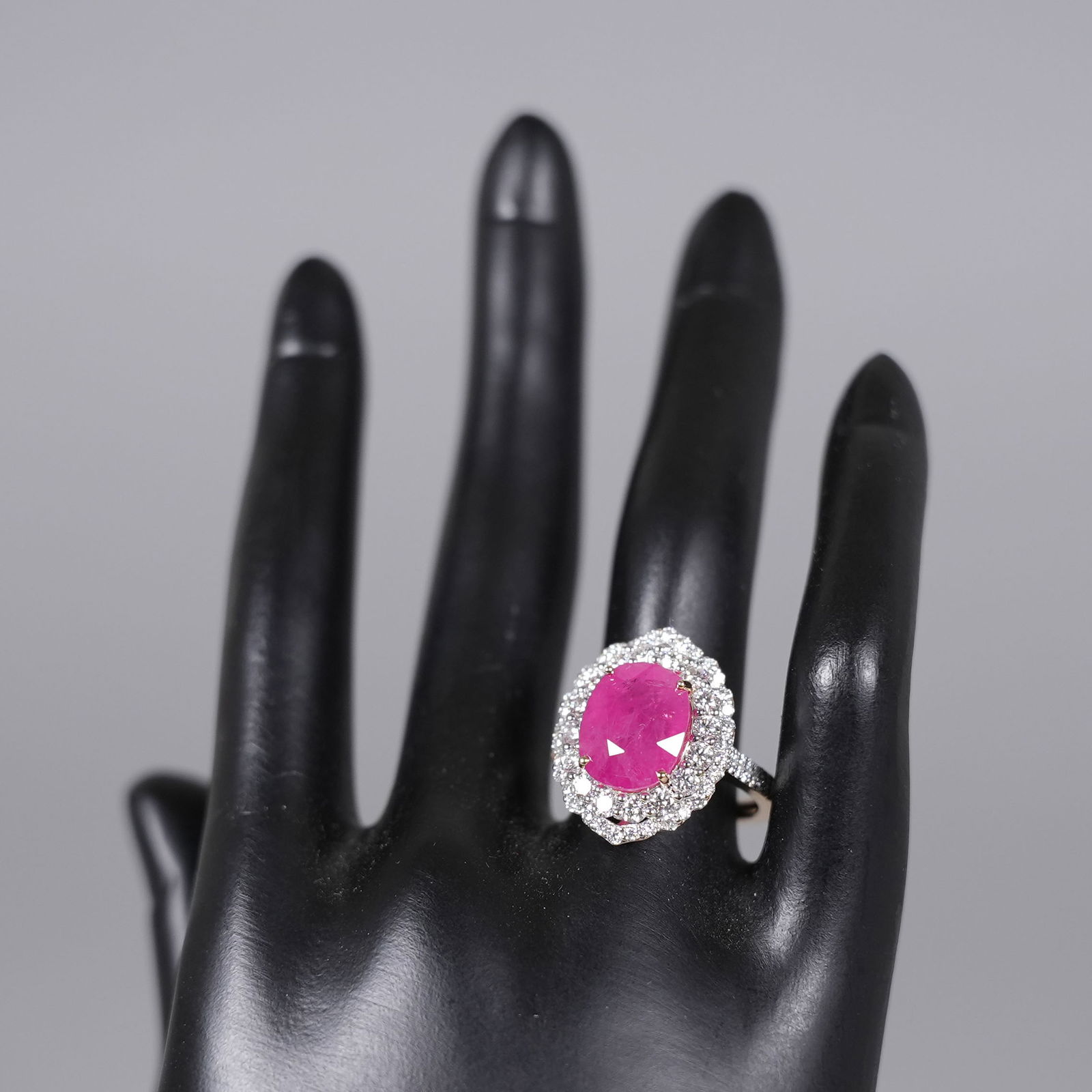 Platinum Burmese ruby diamond ring size 6.75 - 6