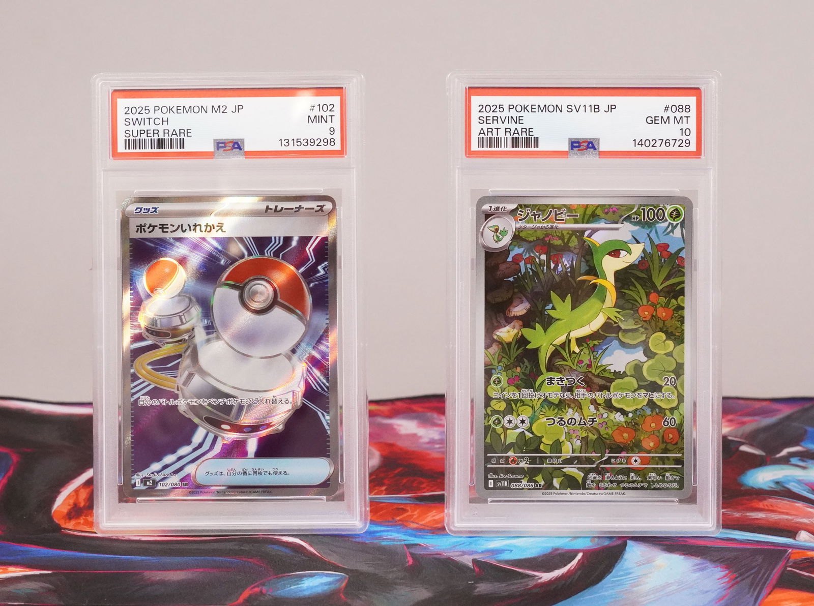 2 Pokemon cards PSA graded: 2 Pokemon cards, PSA graded.