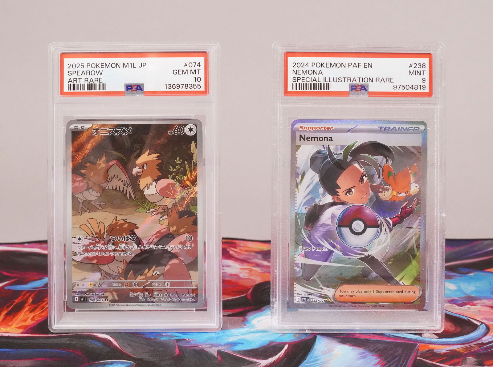 2 Pokemon card PSA graded: 2 Pokemon cards, PSA graded.