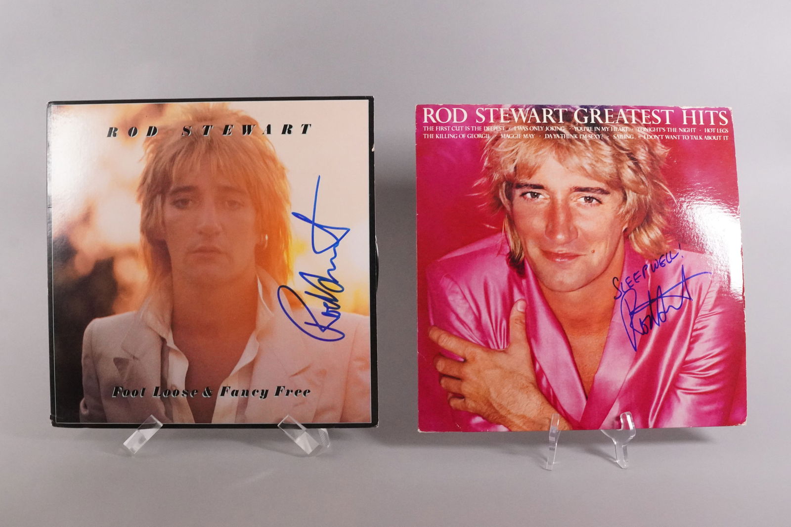 2 Rod Stewart hand signed vinyl: 2 Rod Stewart hand signed vinyl.