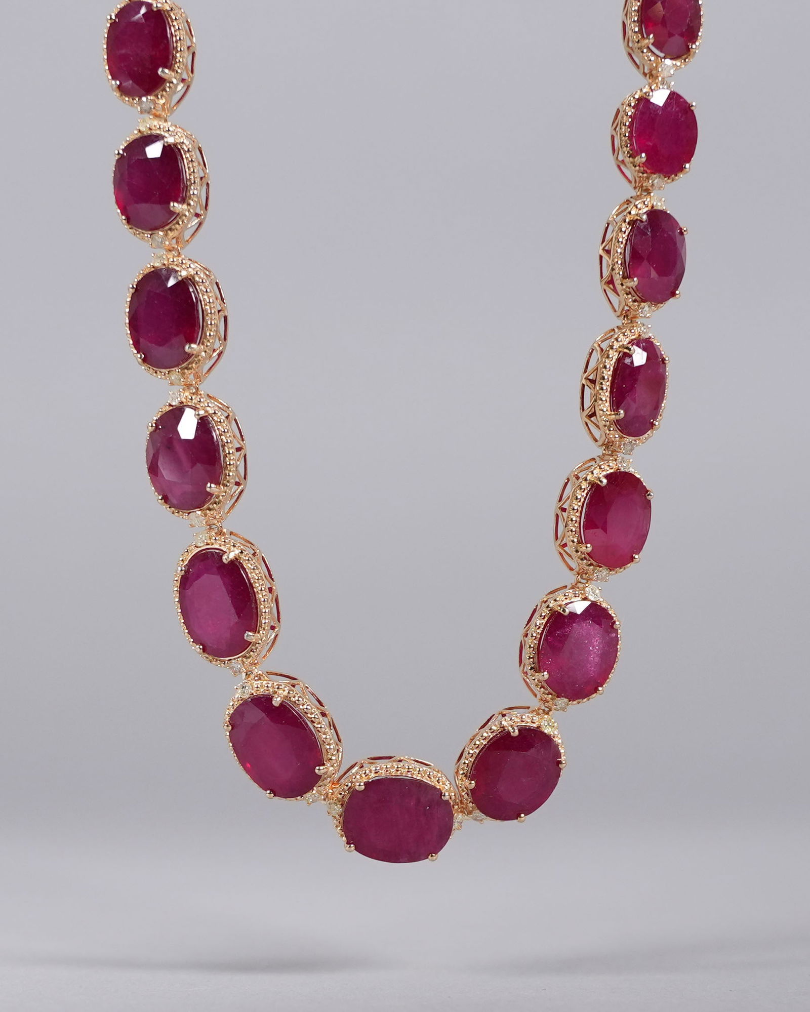 Sterling with white gold ruby diamond necklace - 2