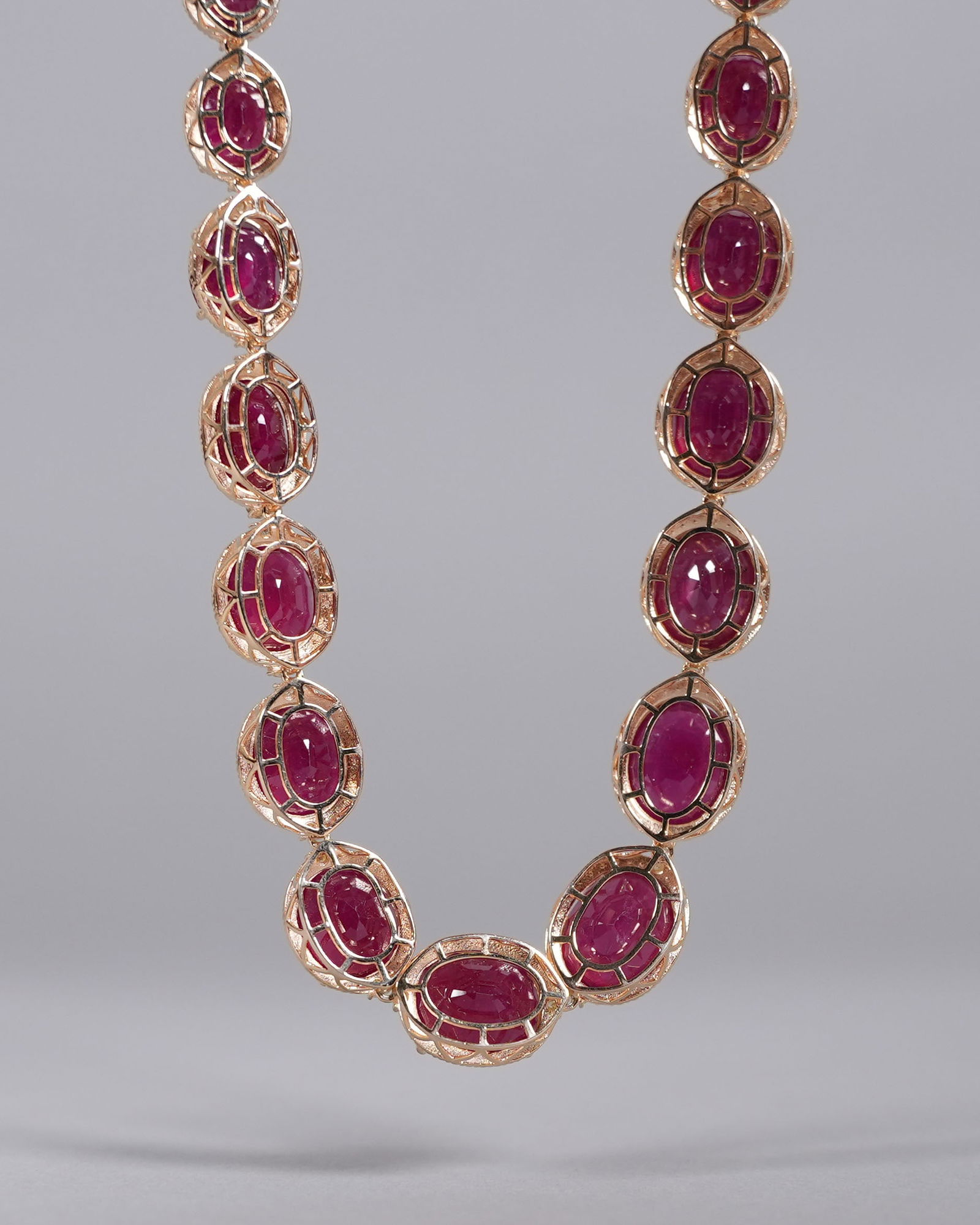 Sterling with white gold ruby diamond necklace - 3