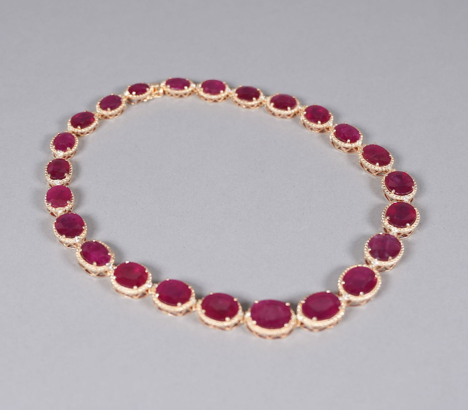 Sterling with white gold ruby diamond necklace - 4