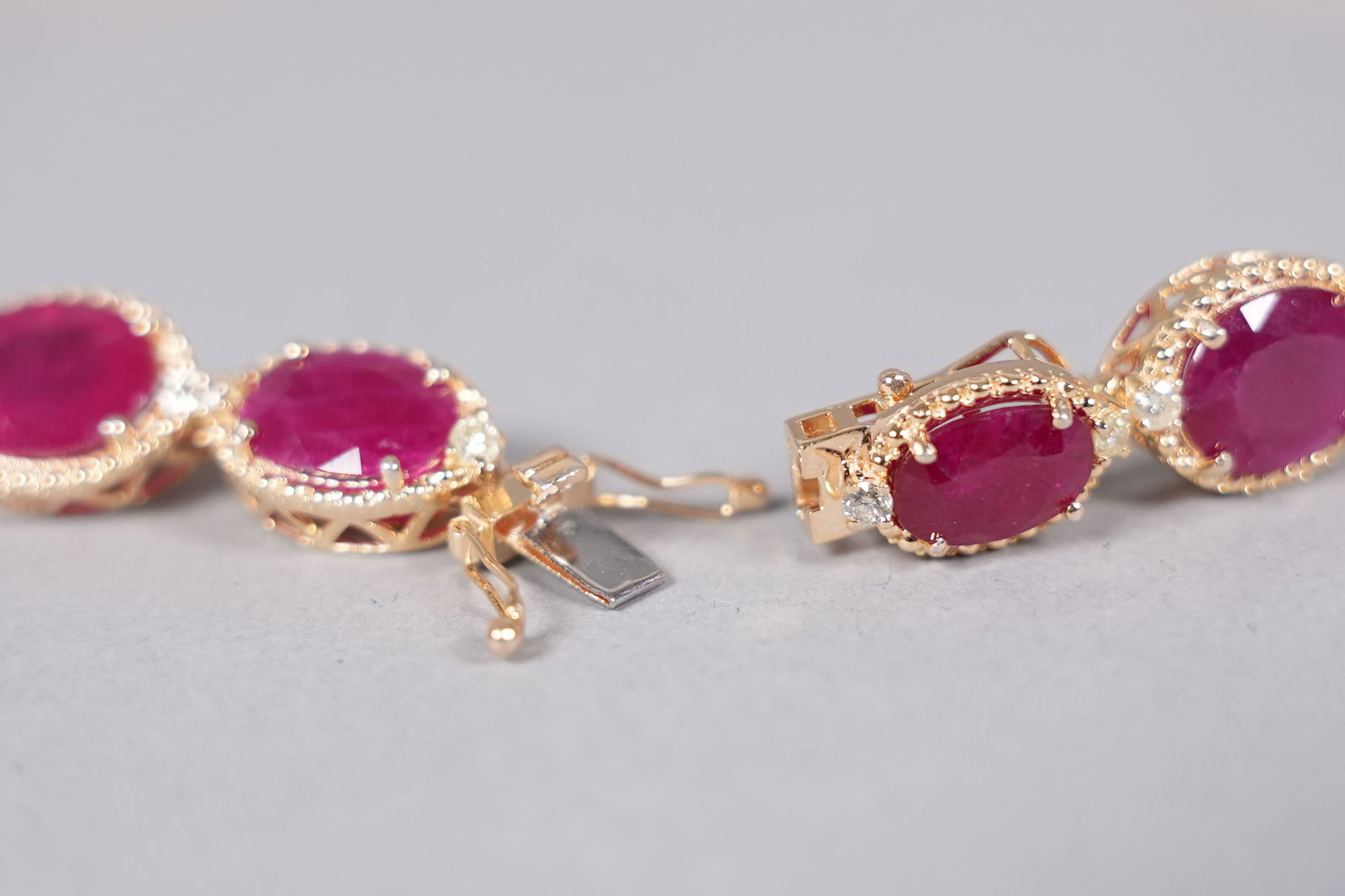 Sterling with white gold ruby diamond necklace - 8