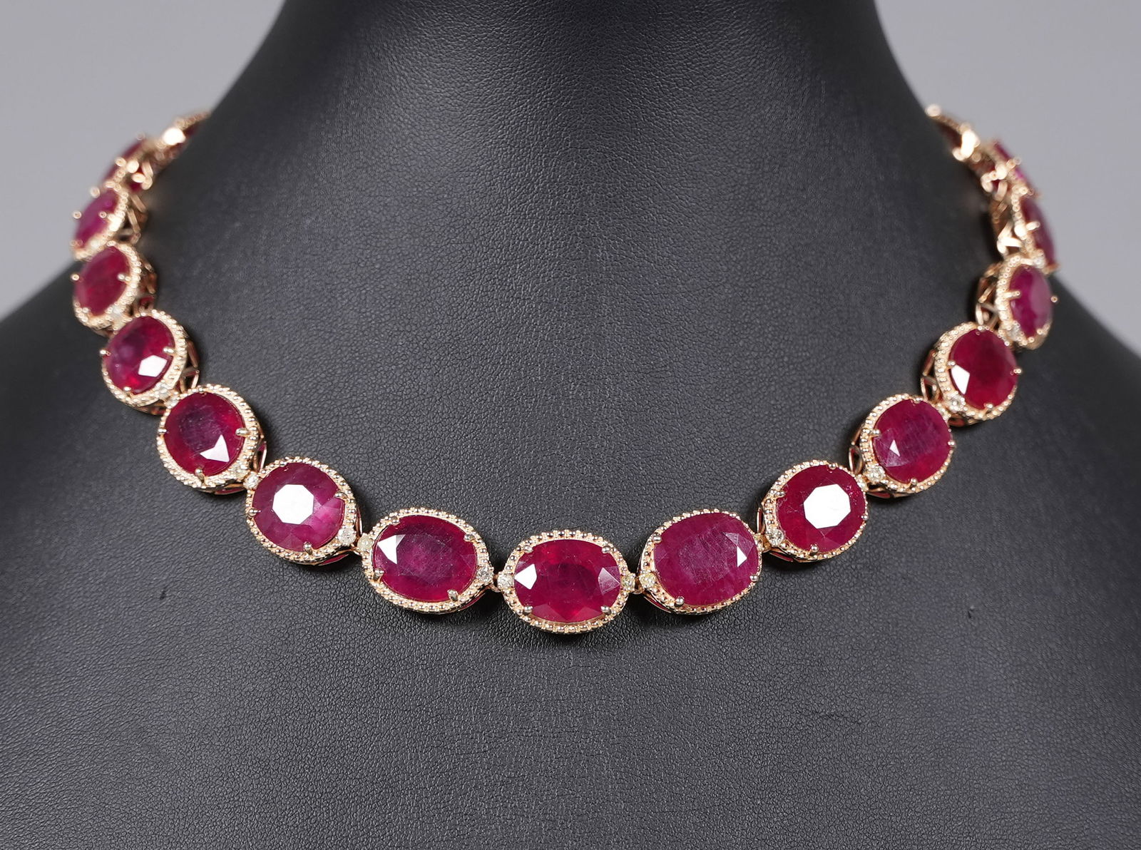 Sterling with white gold ruby diamond necklace - 9