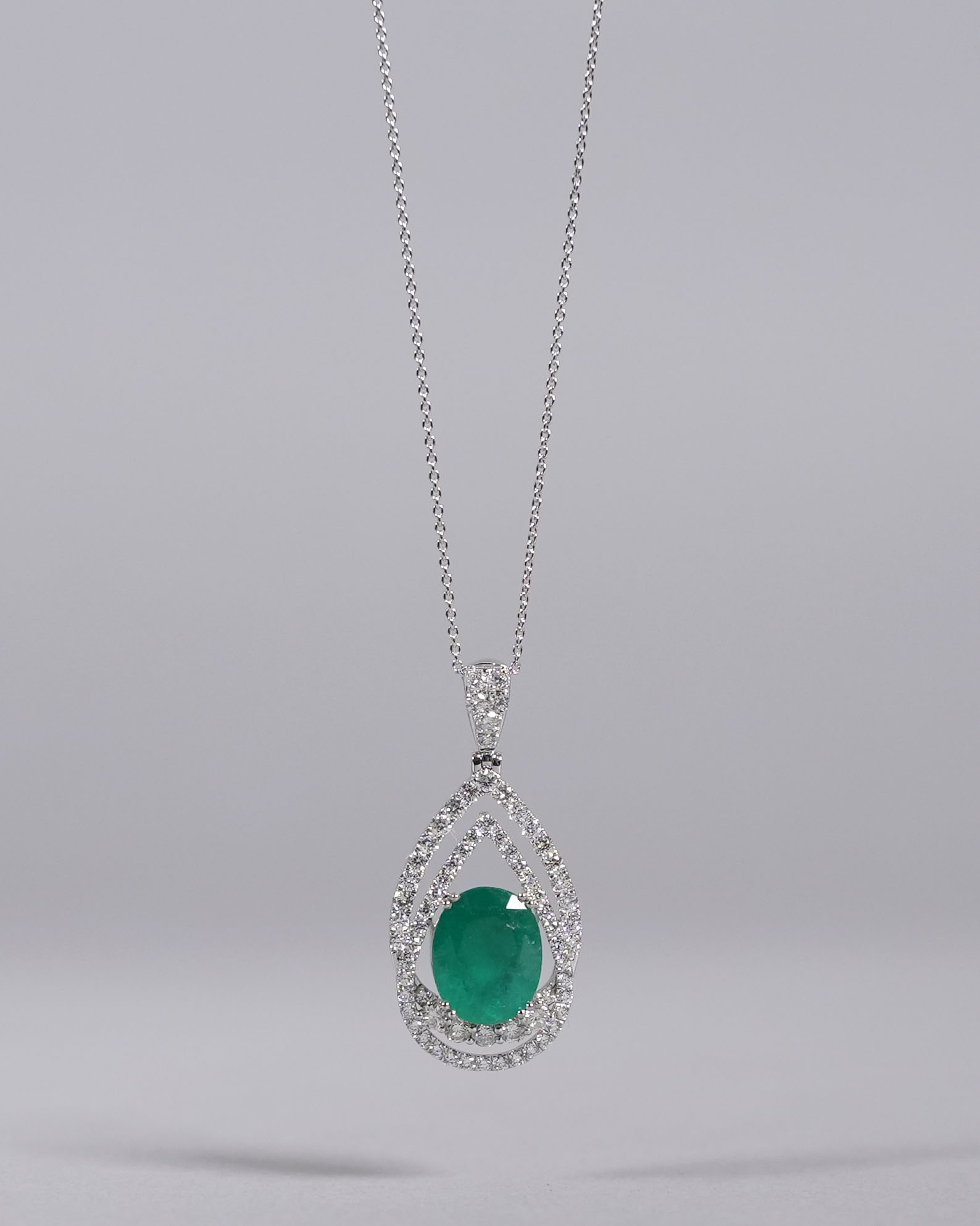 Platinum brazil emerald diamond necklace GIA: Platinum brazil emerald diamond GIA certified necklace. Comes with GIA certificate. Total 5.07 carat emerald. Total 1.74 carats diamond.