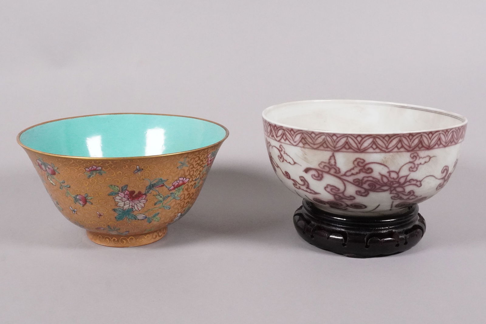 Lots Chinese fine large bowls: Lots Chinese fine large bowls, largest H: 4" x W: 8."