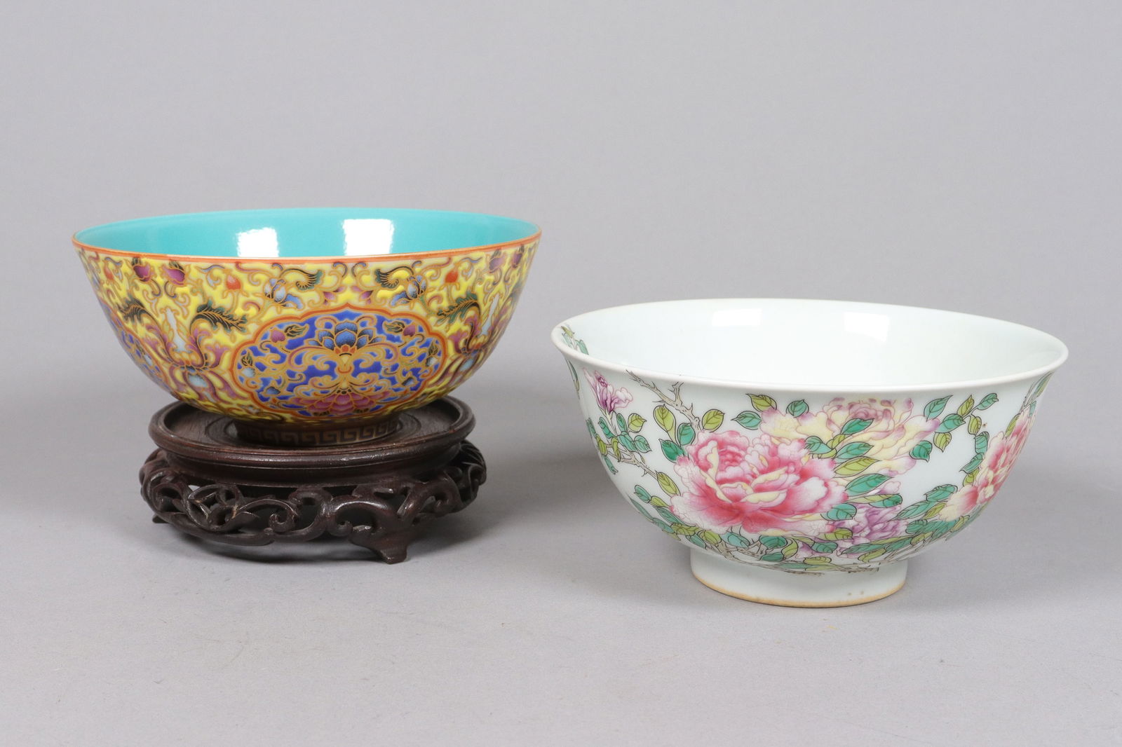 2 Chinese fine bowls: 2 Chinese fine bowls. Largest H: 2.5" x W: 5.8."
