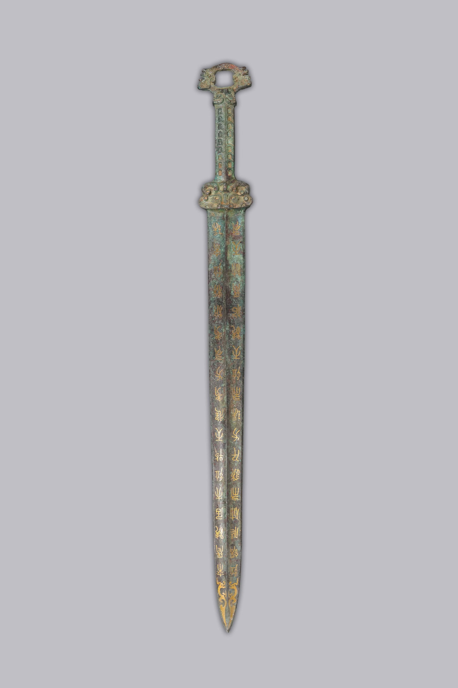 Chinese long heavy bronze sword: Chinese long heavy bronze sword. L: 24" x W: 2.5."