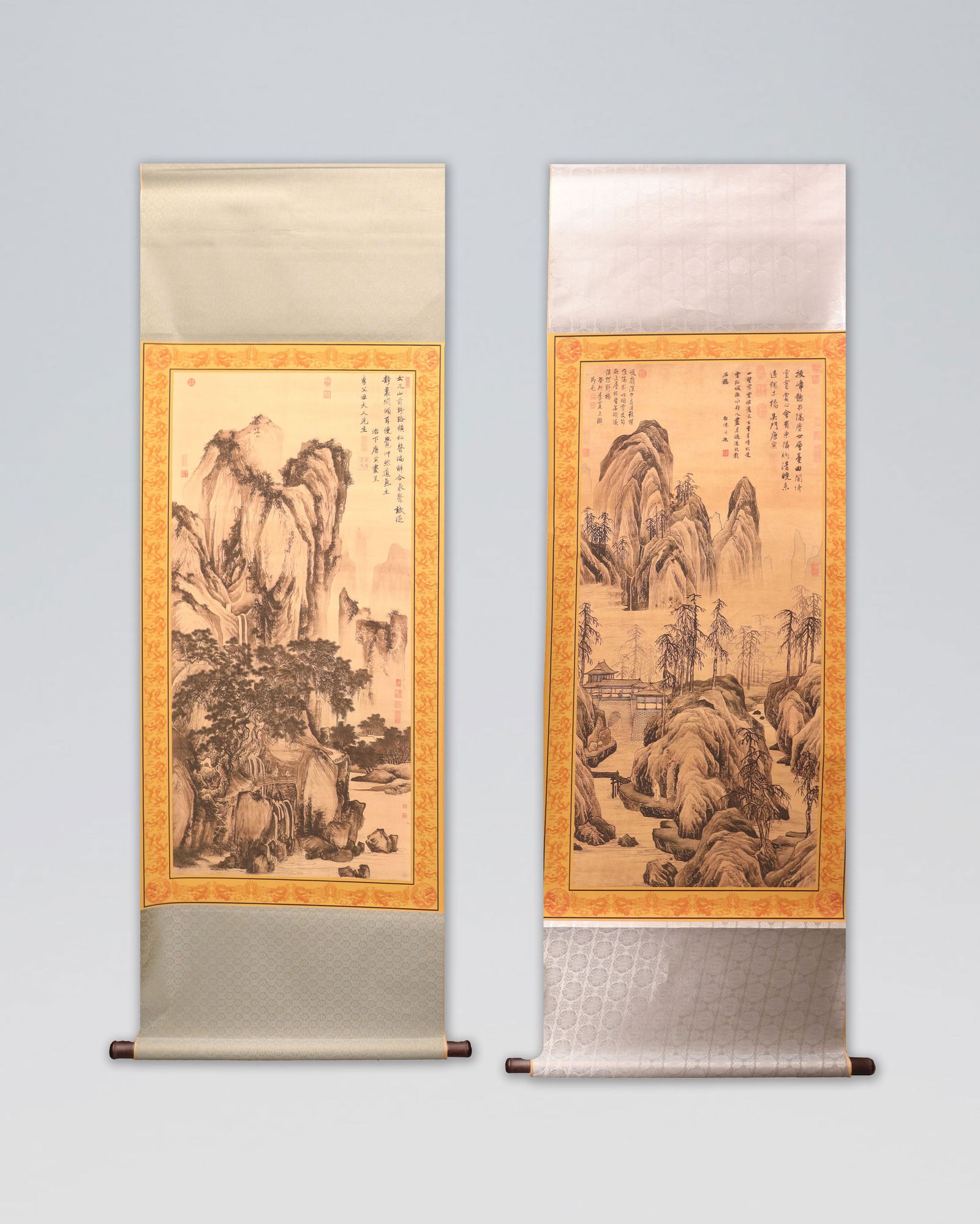 2 Chinese long scrolls: 2 Chinese long scrolls.