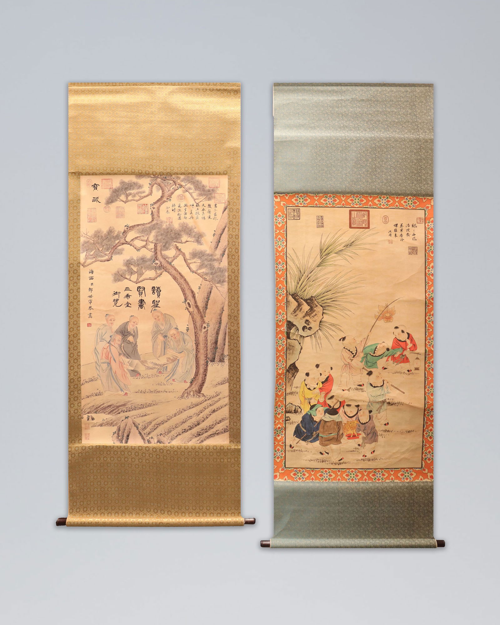 2 Chinese long scrolls: 2 Chinese long scrolls.