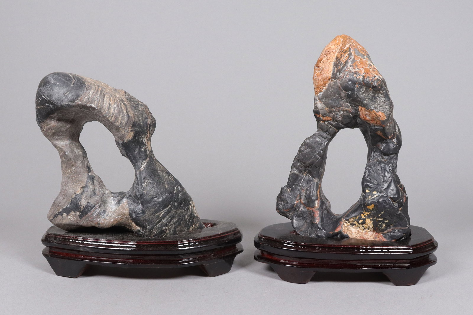 Lots Chinese scholar rock with wooden stand. (1 of 7)