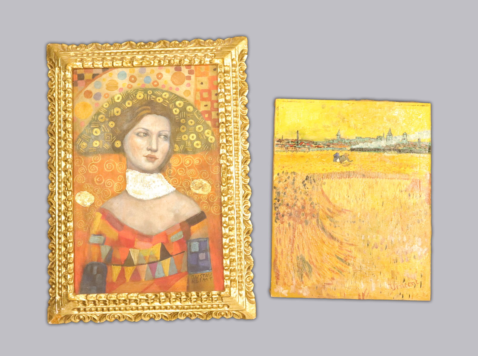 2 large vintage estate painting, largest H: 29" x W: 21." (1 of 10)