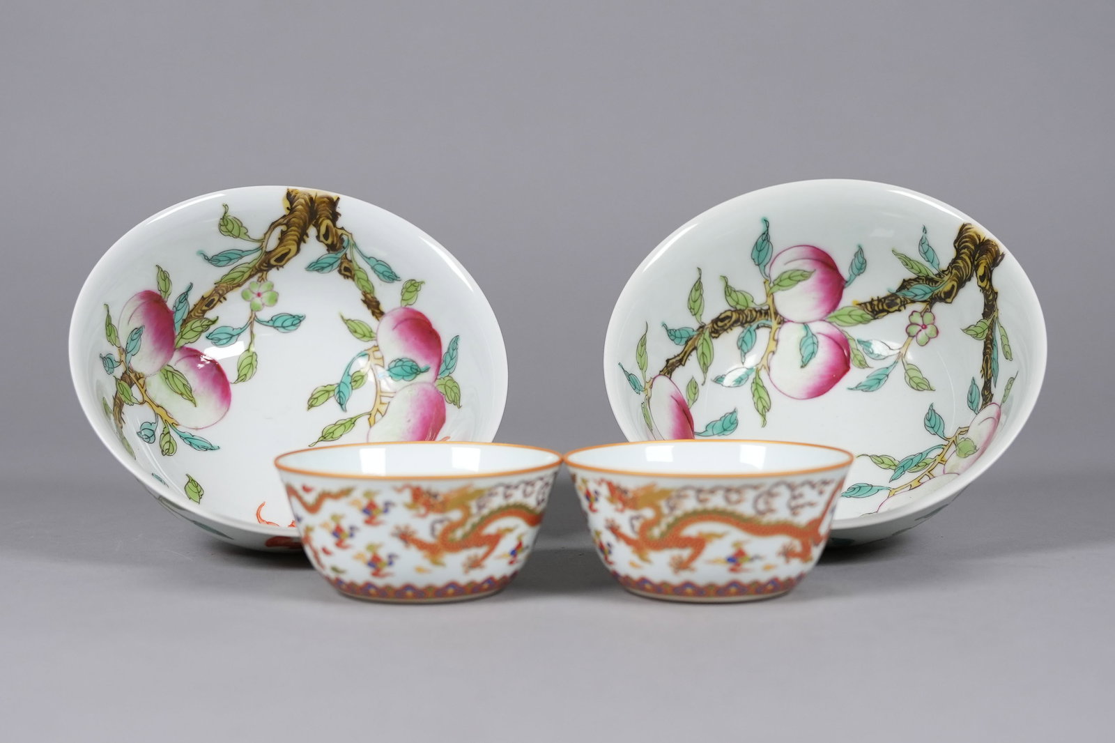 Lots Chinese fine bowls, largest H: 2.75" x W: 5.75." (1 of 7)