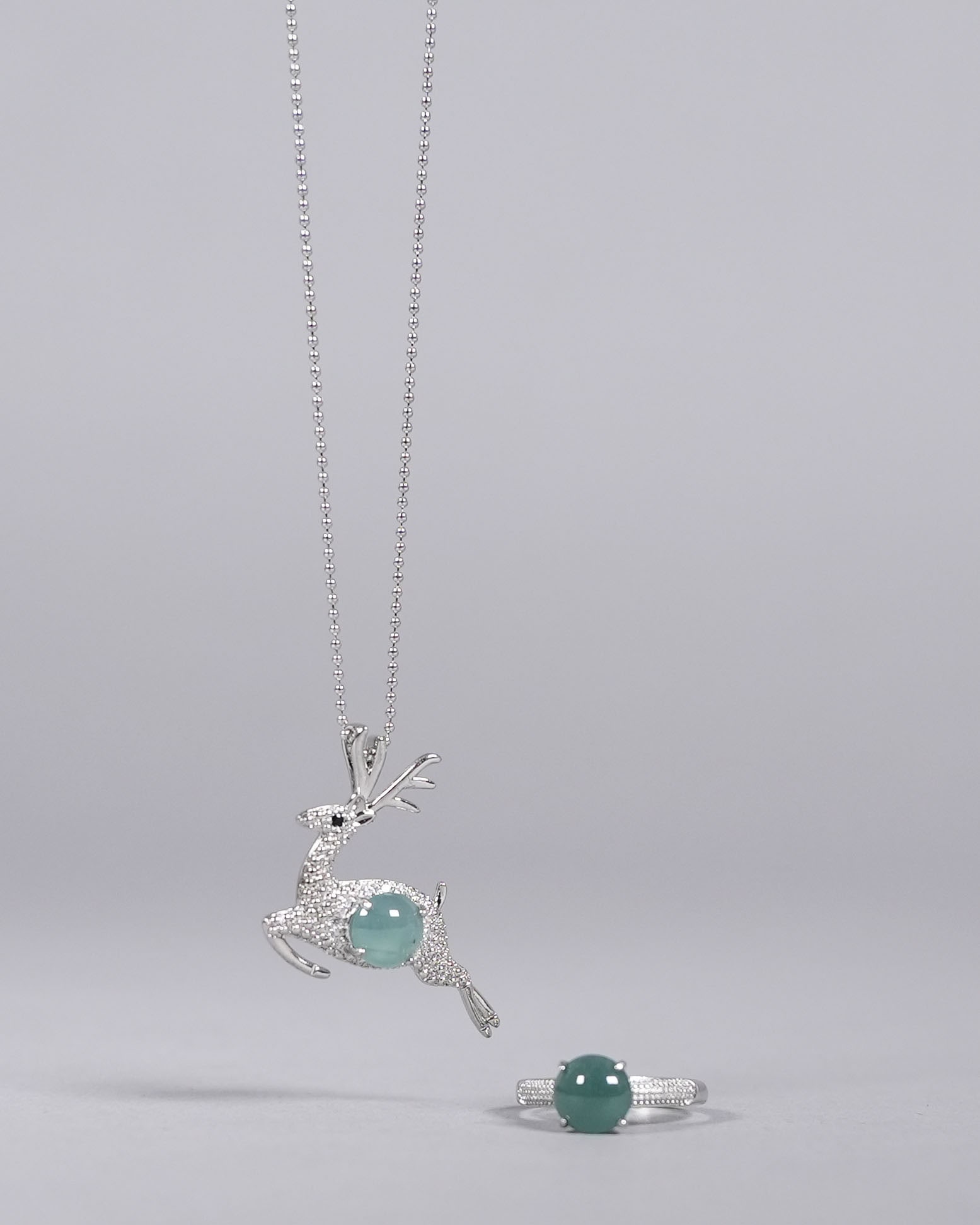 2 fine sterling natural jadeite items. One is natural jadeite necklace, and another is natural (1 of 7)