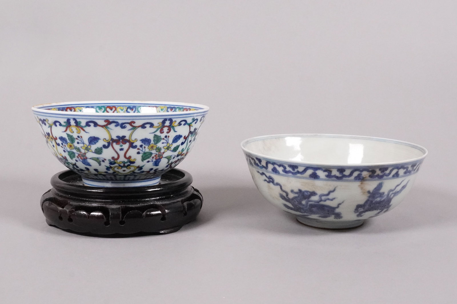 2 Chinese fine bowls, largest H: 2.5" x W: 6.": 2 Chinese fine bowls, largest H: 2.5" x W: 6."