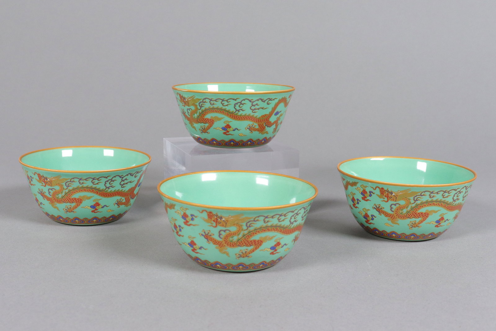 4 Chinese fine cups, largest H: 1.5" x W: 3.3." (1 of 7)