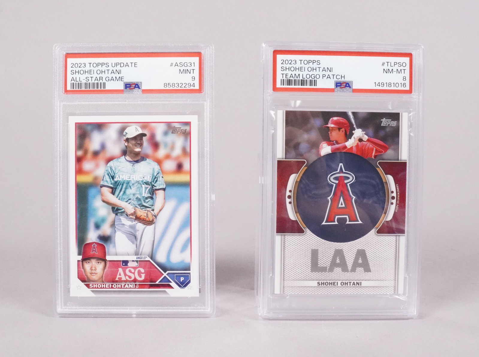 2 Shohei Ohtani cards PSA: 2 Shohei Ohtani baseball cards, PSA graded.