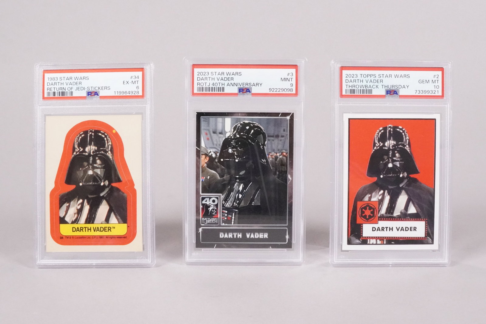 3 Star Wars card PSA: 3 Star Wars card, PSA graded.