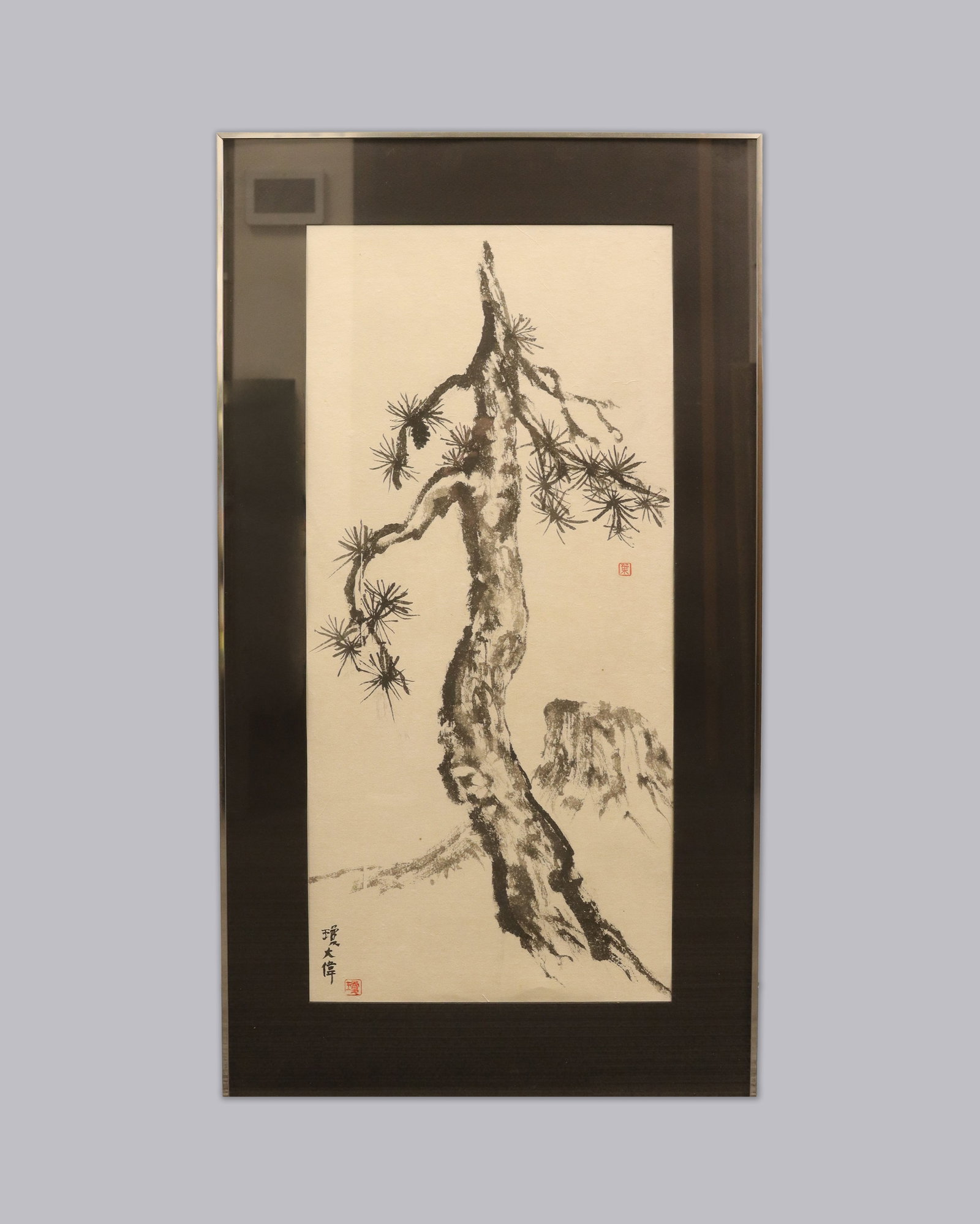 Chinese fine ink calligraphy painting: Chinese fine ink calligraphy painting from an estate. H: 40.2" x W: 22.2."