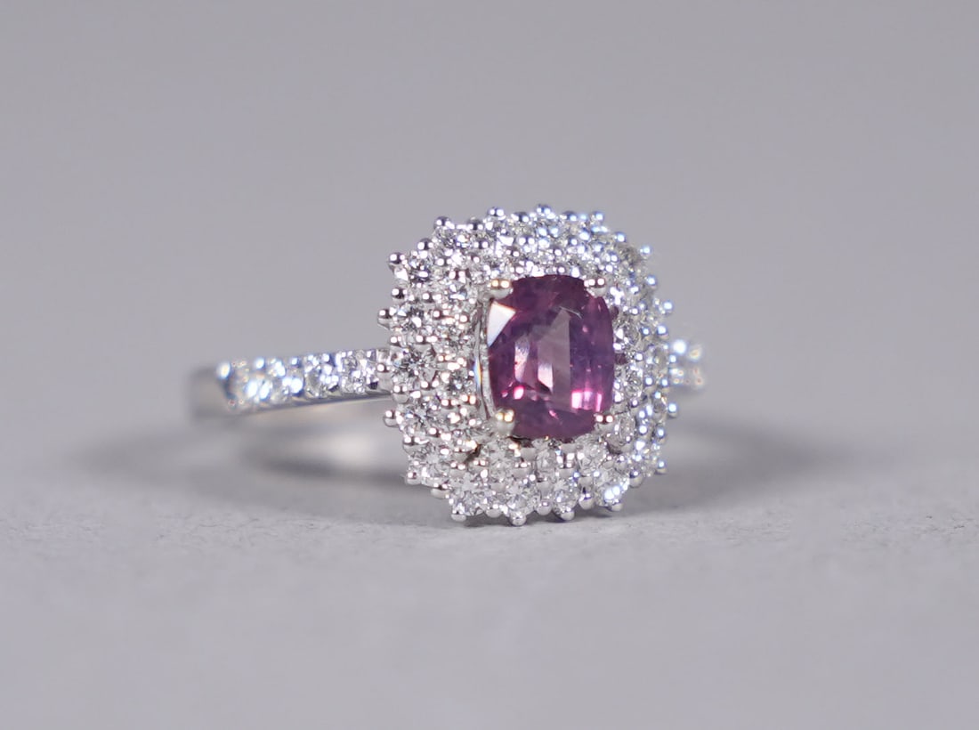 Platinum natural Kashmir sapphire diamond ring GIA (1 of 10)