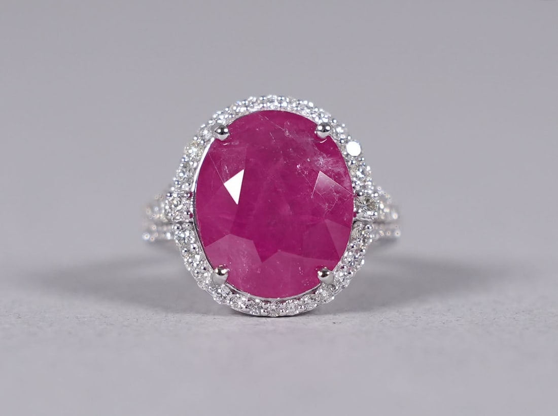 Platinum natural Burma ruby diamond ring size 6.8 - 2