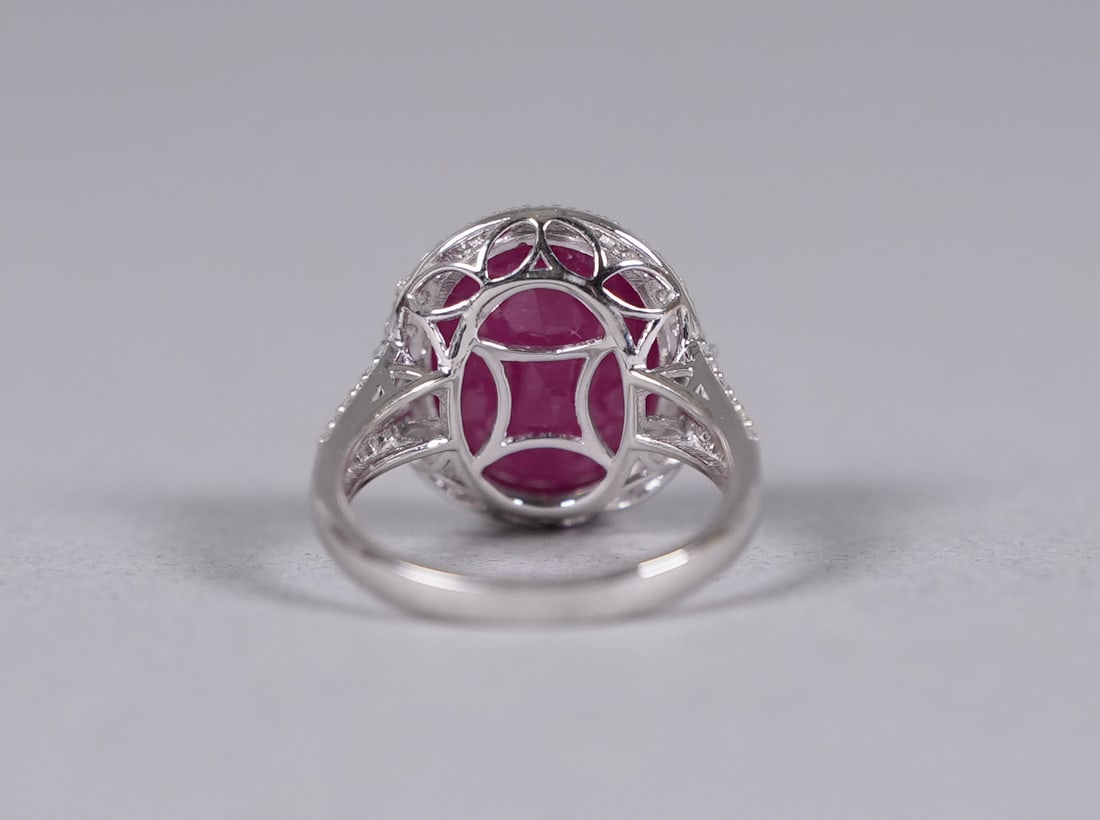 Platinum natural Burma ruby diamond ring size 6.8 - 4