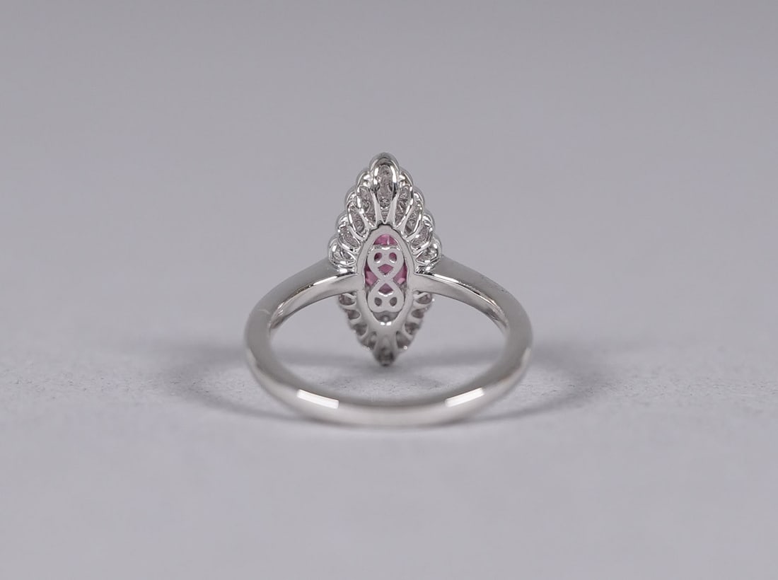 Platnium natural oval sapphire diamond ring - 4