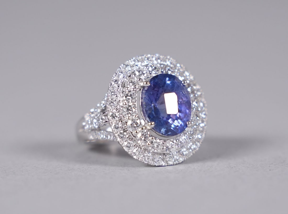 Platinum Sri Lanka sapphire diamond ring GIA cert: Platinum Sri Lanka natural sapphire diamond ring, comes with GIA report. Total 5.41 carats natural Sri Lanka sapphire and total 2.12 carats natural diamonds. US ring size 6.75. Appraisal report