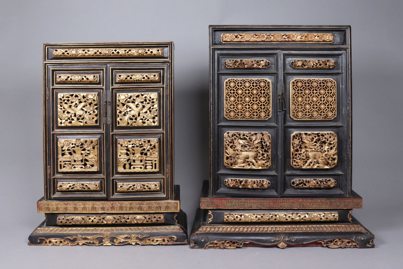 2 Chinese antique gilted wood chest Qing dynasty (1 of 8)