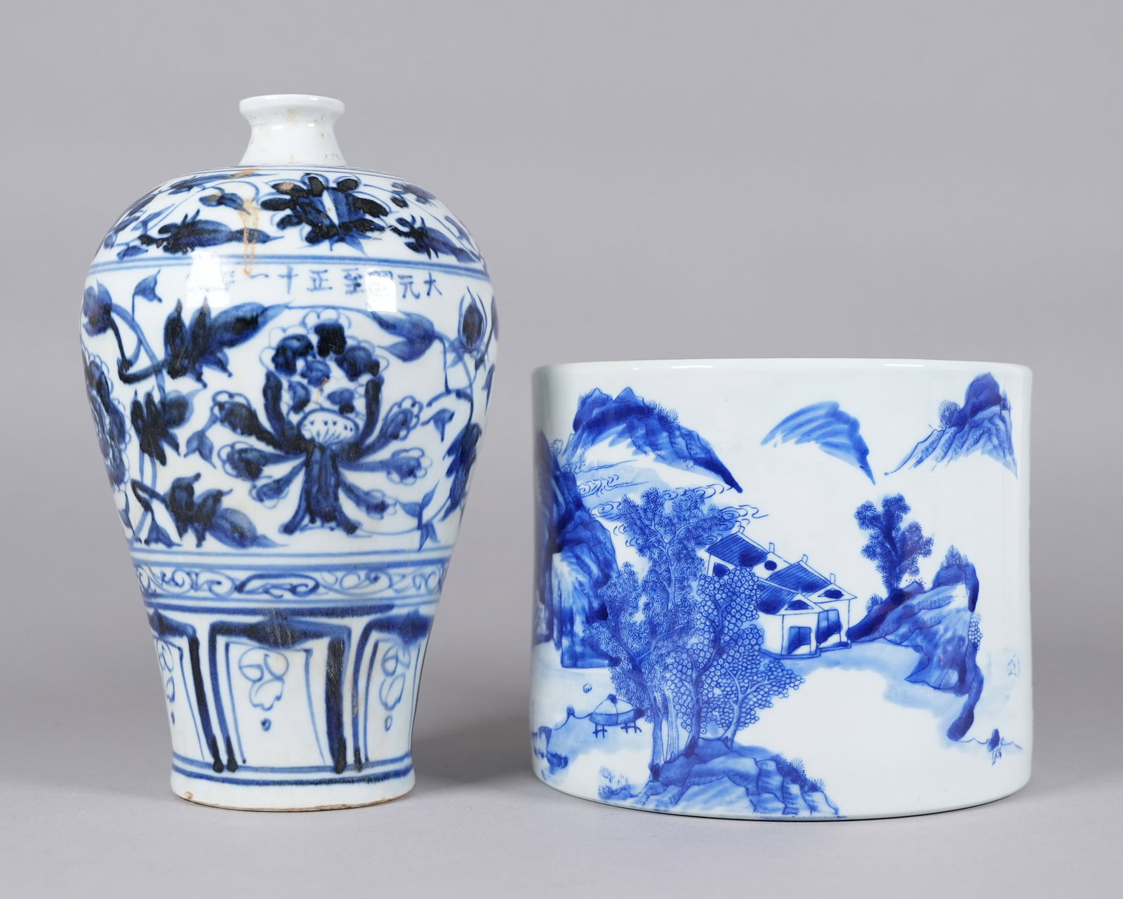 Lots Chinese b/w porcelains: Lots Chinese fine blue and white porcelains, largest H: 6" x W: 7.5."