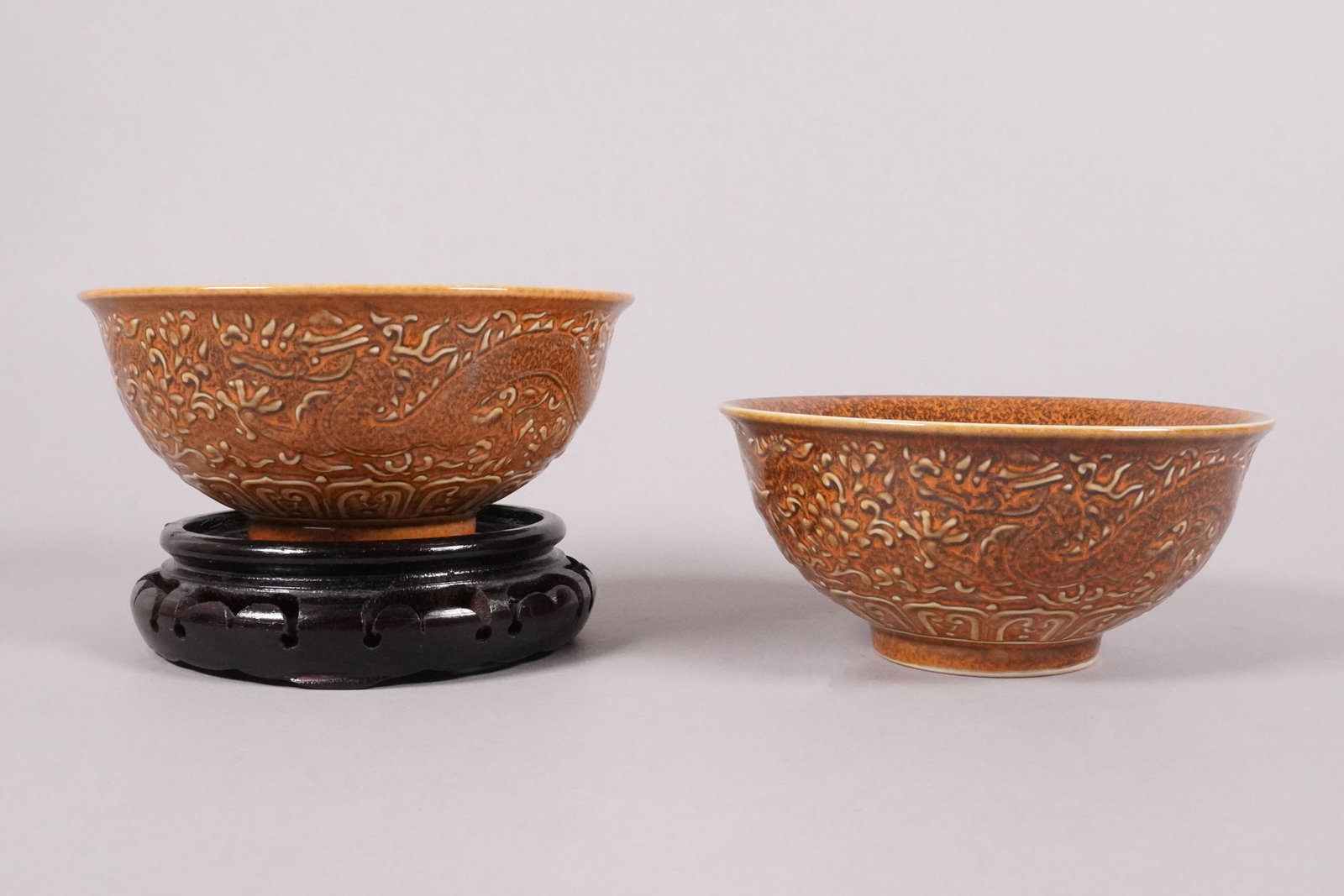 2 Chinese large carved bowls (1 of 7)