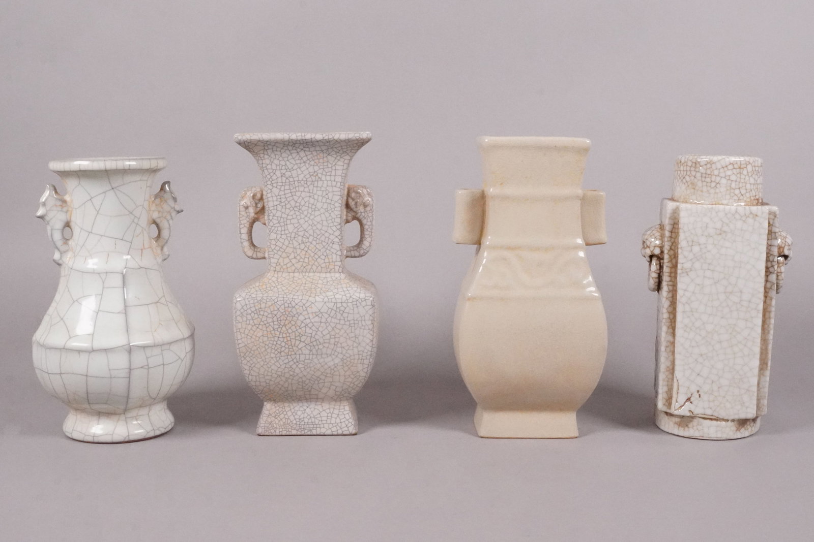 4 Chinese fine white vase: 4 Chinese fine white vase, largest H: 8.6" x W: 4.2."