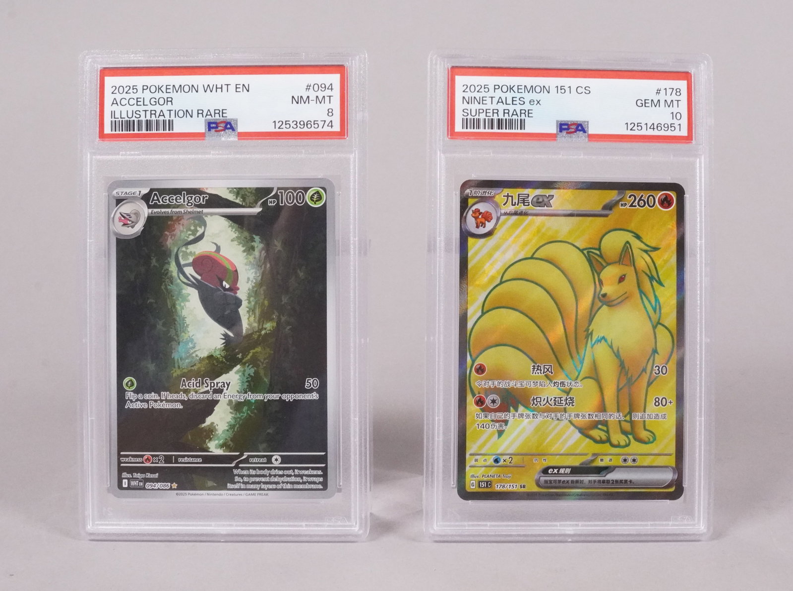 2 Pokemon cards PSA graded: 2 Pokemon cards, PSA graded.