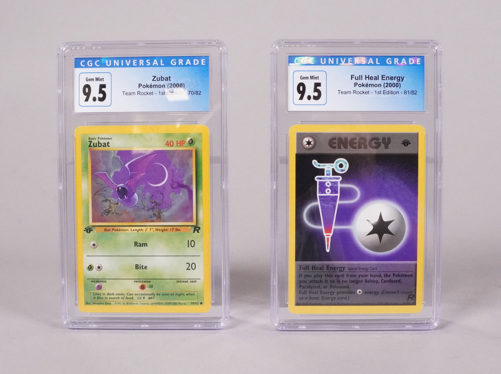 2 Pokemon cards CGC graded: 2 Pokemon cards, CGC graded.