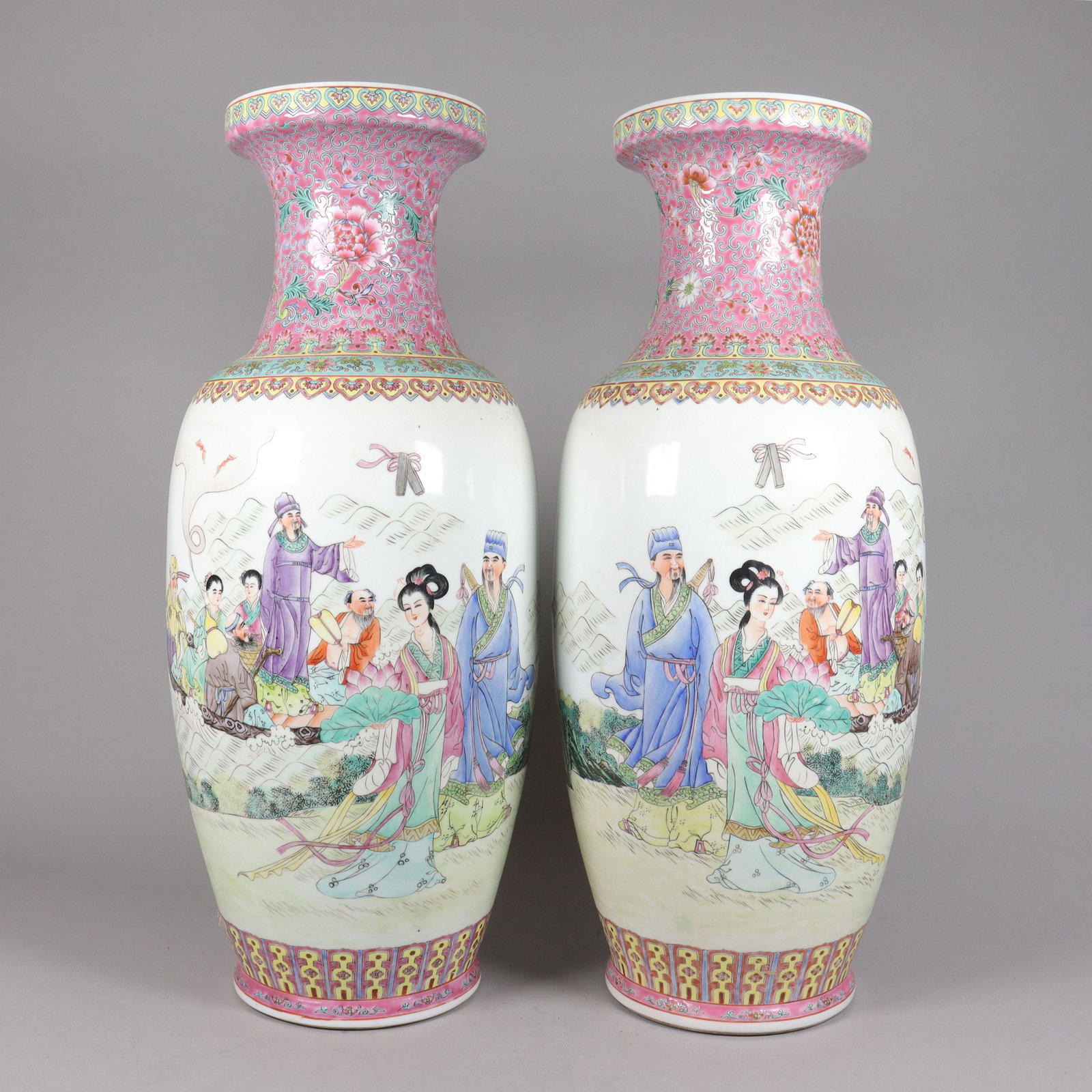 2 Chinese fine antique porcelain vase: 2 Chinese fine antique porcelain vase. H: 24" x W: 10."