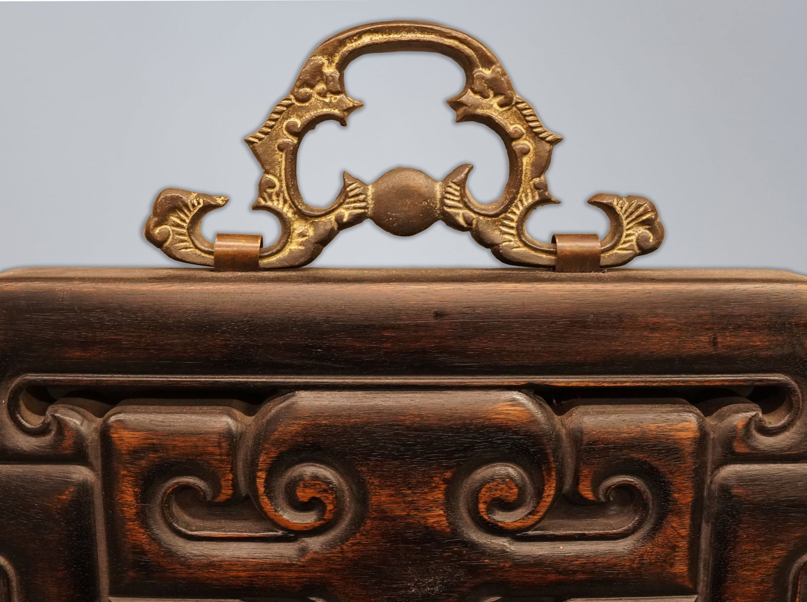 Chinese antique lacquered wood jade panel - 8