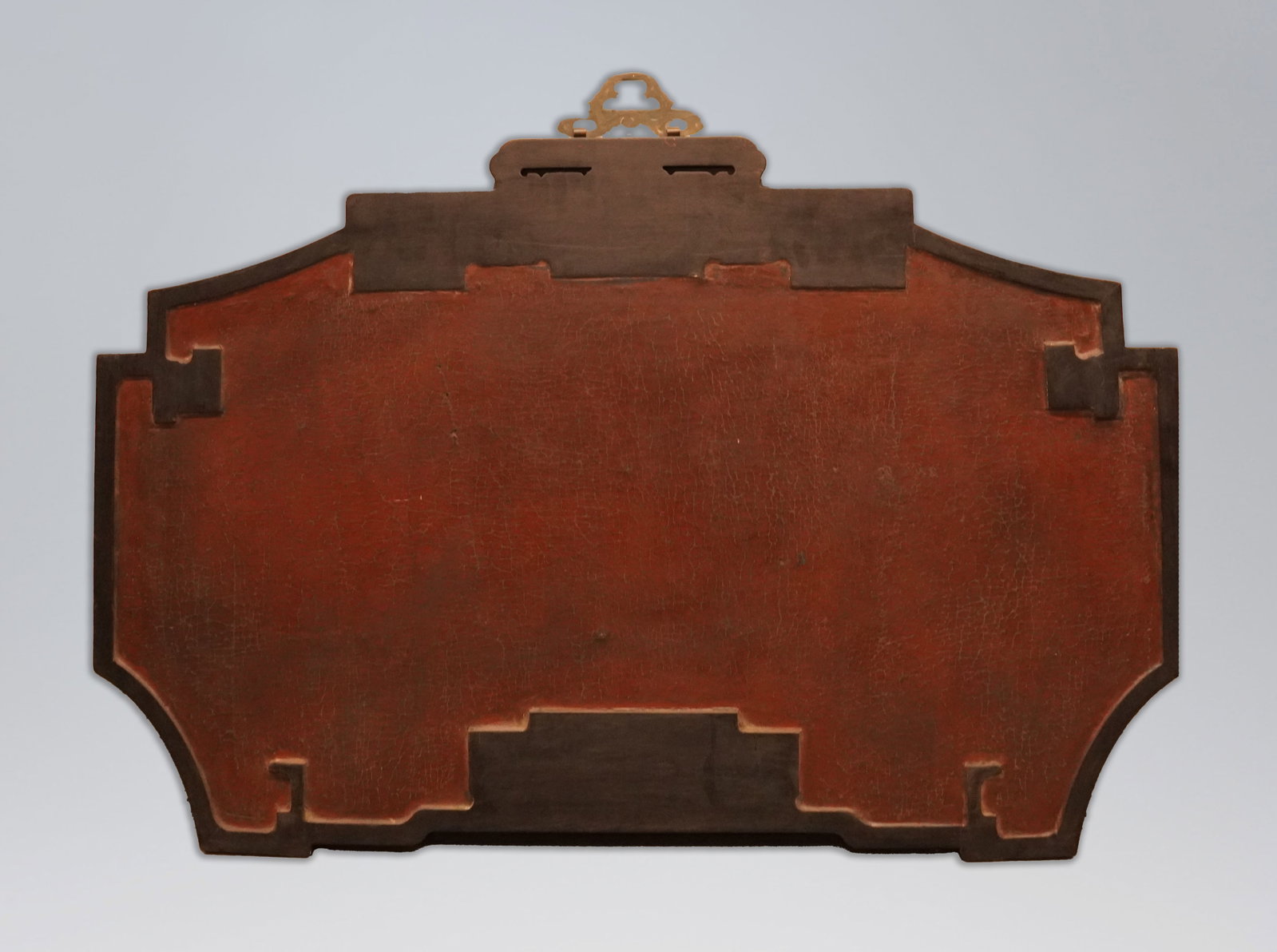 Chinese antique lacquered wood jade panel - 9