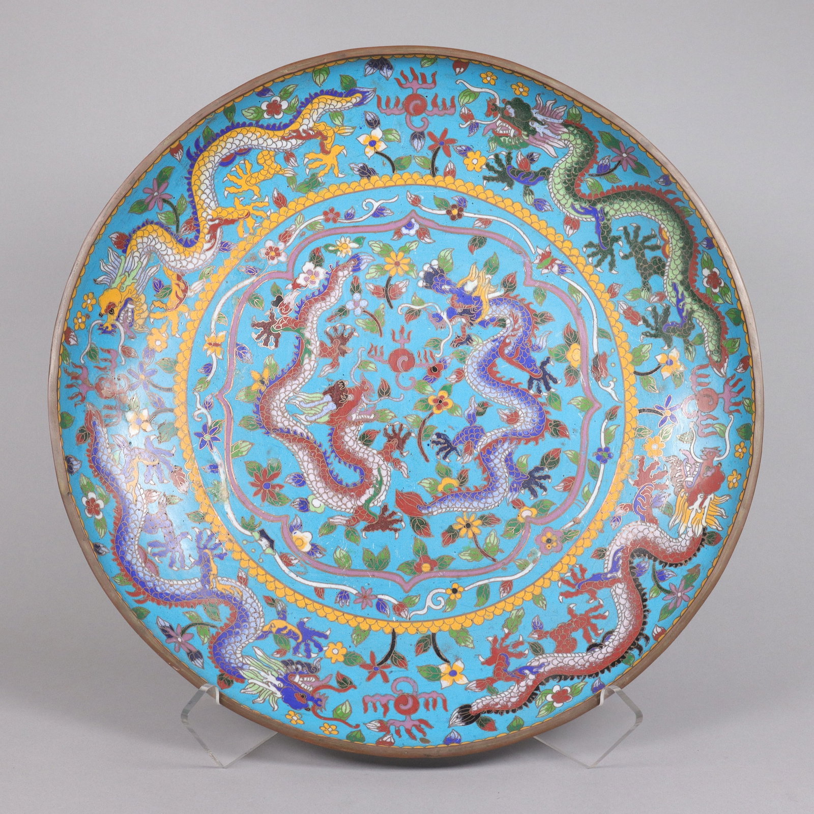 Chinese antique cloisonne charger plate (1 of 7)