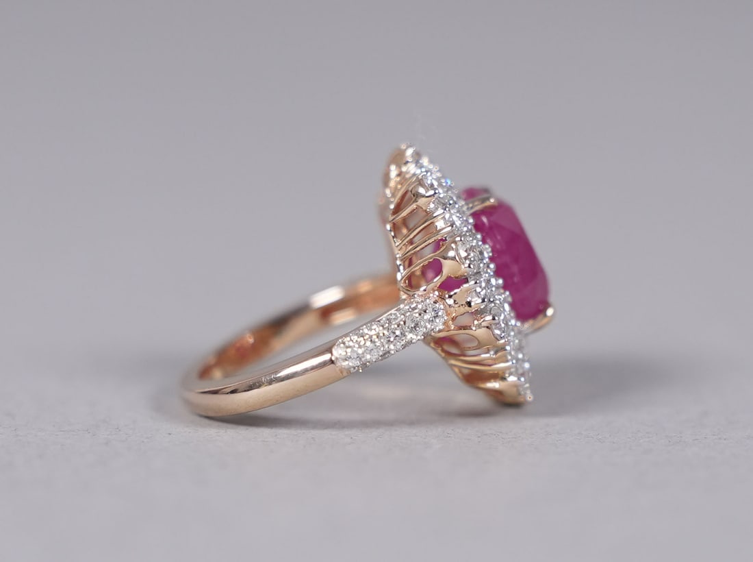 Platinum Burmese ruby diamond ring GIA cert - 3