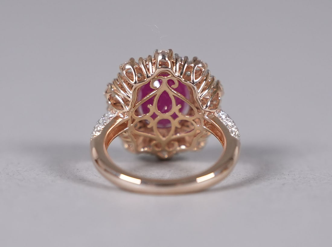 Platinum Burmese ruby diamond ring GIA cert - 4