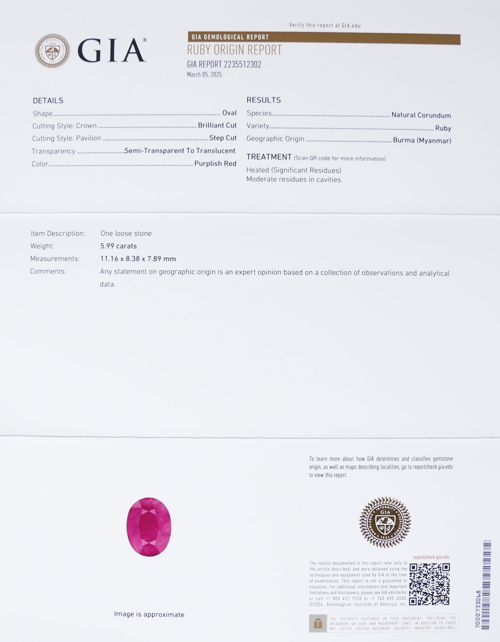 Platinum Burmese ruby diamond ring GIA cert - 7