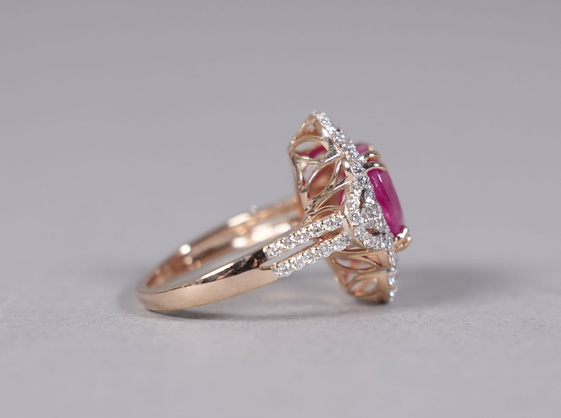 Platinum Burmese ruby and diaomond ring GIA cert - 3